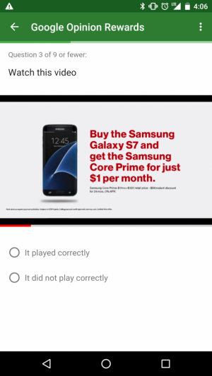 Samsung Galaxy S7 Google Opinion Rewards