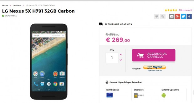 LG Nexus 5X H791 32GB Carbon   Gli Stockisti  Smartphone  cellulari  tablet  accessori telefonia  dual sim e tanto altro
