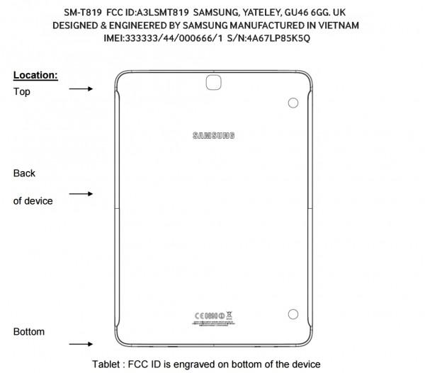 Samsung Galaxy Tab S3 9.7 FCC