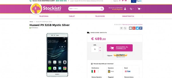 Huawei P9 32GB Mystic Silver   Gli Stockisti  Smartphone  cellulari  tablet  accessori telefonia  dual sim e tanto altro