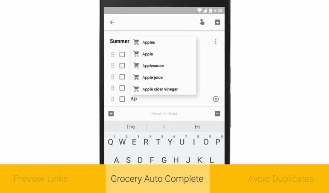 Google Keep auto completamento lista spesa