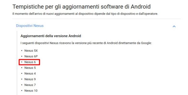 Verifica e aggiornamento della versione di Android   Guida di Nexus