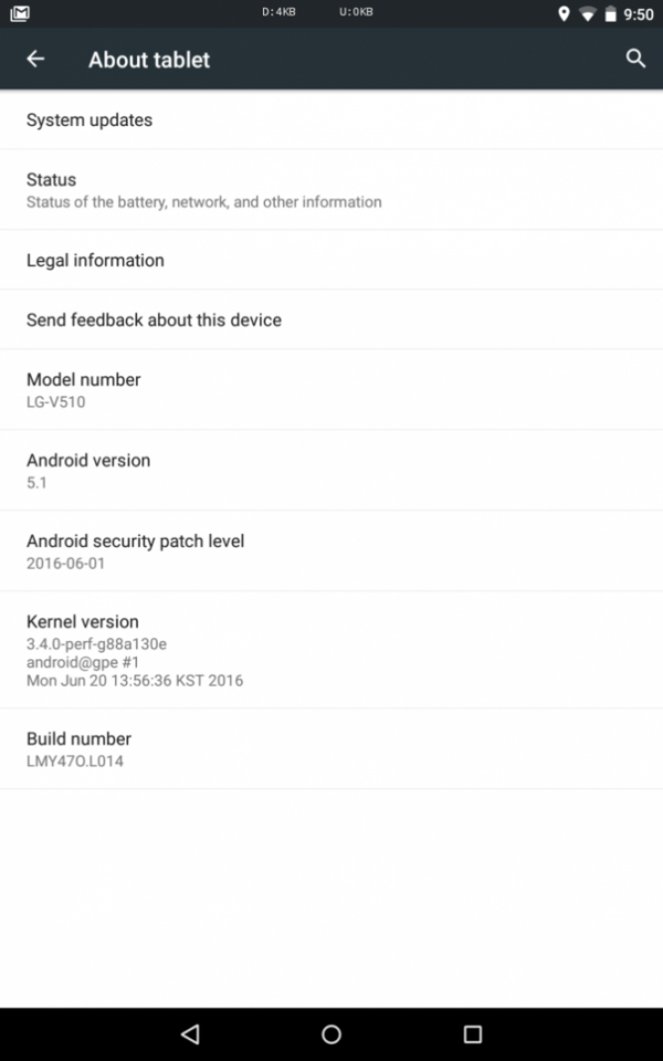 LG G Pad 8.3 Google Play Edition patch di sicurezza