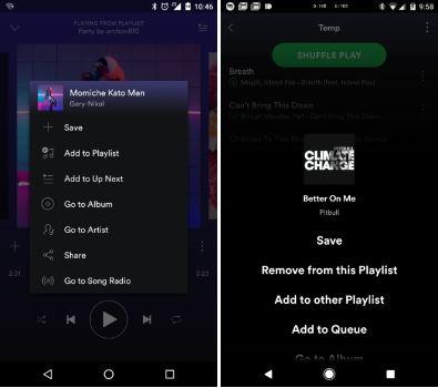 Spotify Android nuovo menu