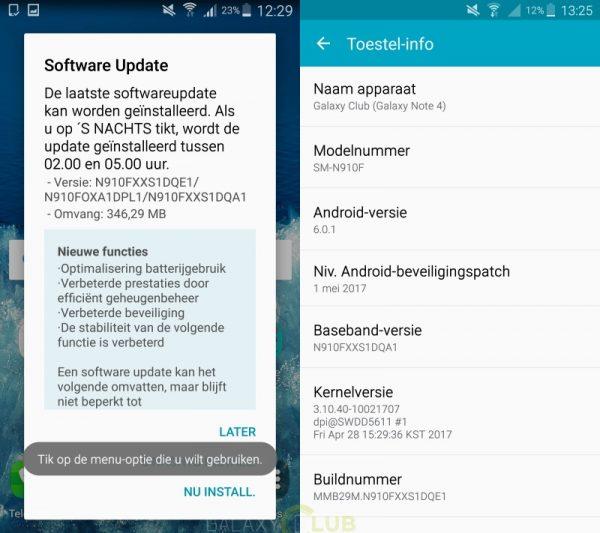 Samsung Galaxy Note 4 patch Maggio 2017