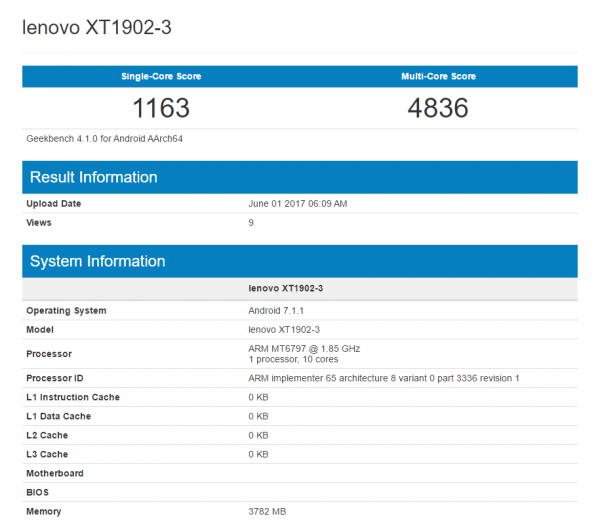 Moto M2 Geekbench