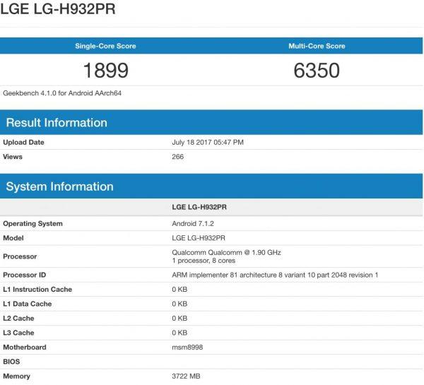 LG V30 Geekbench