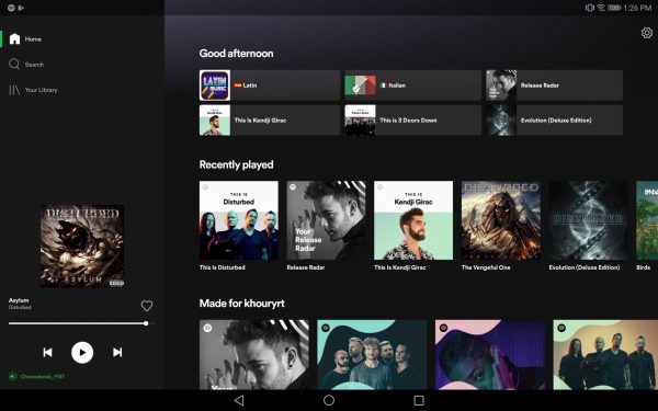 Spotify nuova UI tablet
