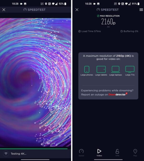 Speedtest qualità video streaming