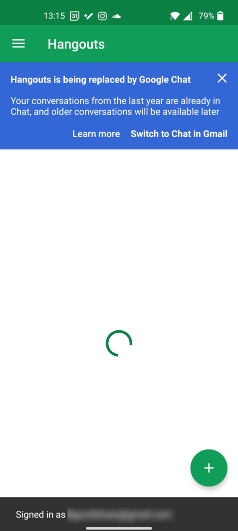 Google Hangouts avviso sospensione