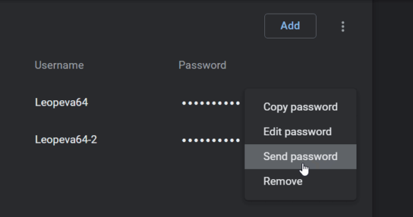 Google Chrome condivisione password