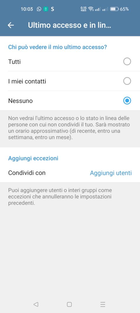 Come nascondere il mio ultimo accesso su Telegram (1)