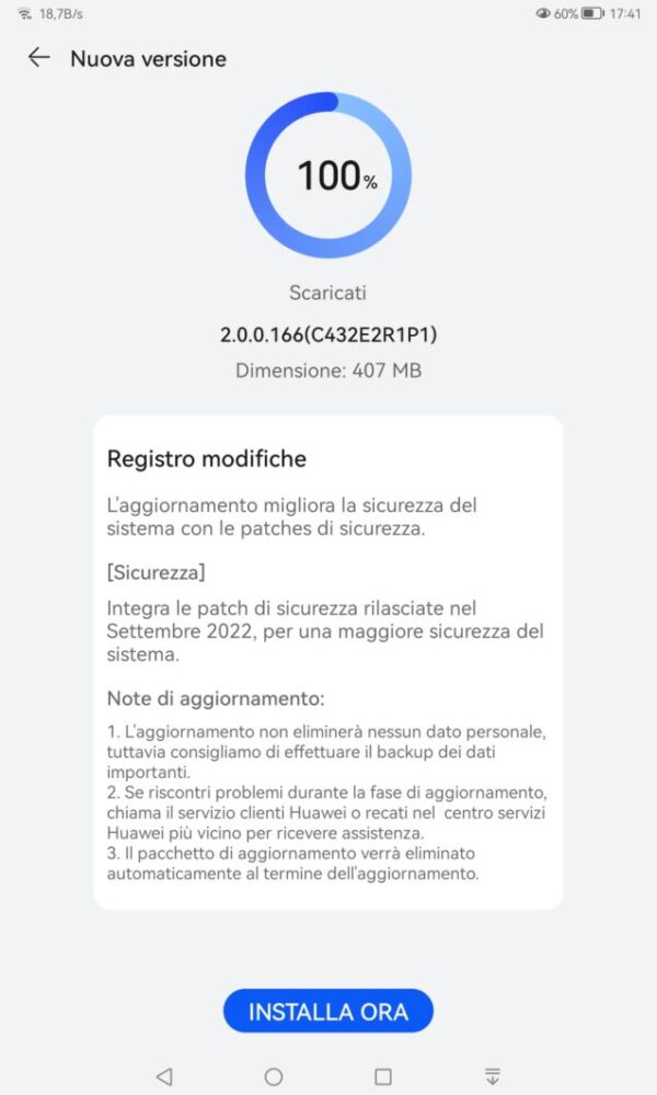 Huawei MatePad 10.4 2022 si aggiorna con le patch di settembre