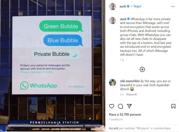 WhatsApp critica iMessage
