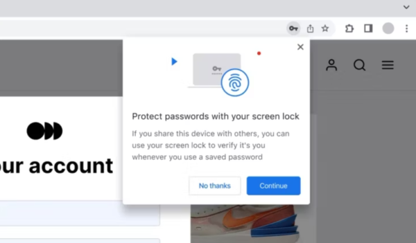 Google Chrome verifica biometrica password manager