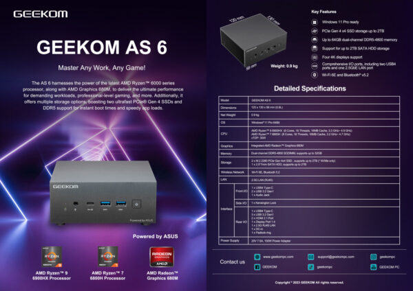 GEEKOM AS 6 scheda tecnica
