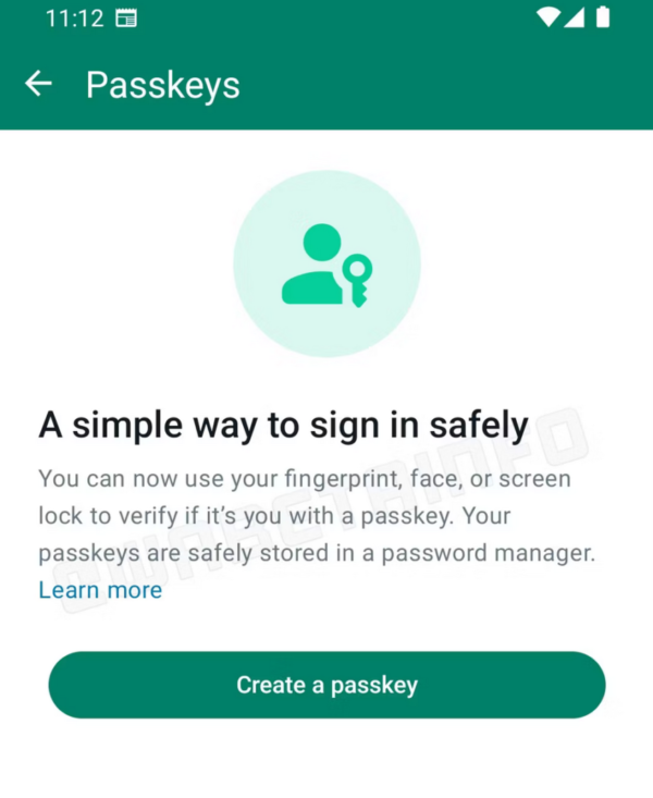 WhatsApp beta passkey