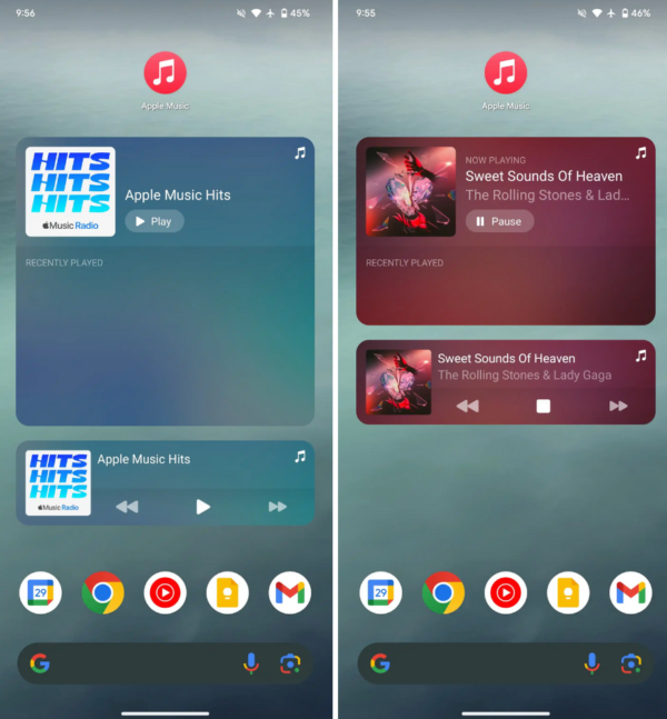 Apple Music ANdroid widget iOS 17