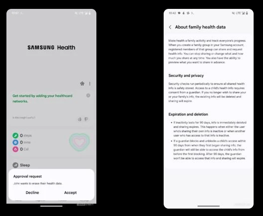 Samsung Health condivisione dai in famiglia